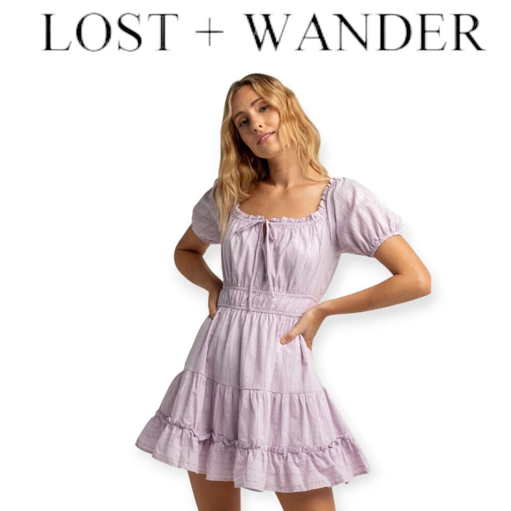 Lost + Wander Lilac Milkmaid Mini Dress | Lightweight Boho Summer Style Small